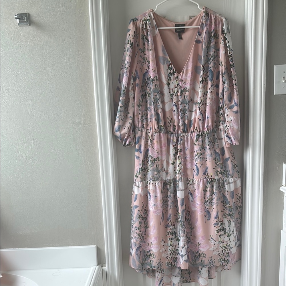 Adrianna Papell Pink Ruffled Tiered Cocktail Dress